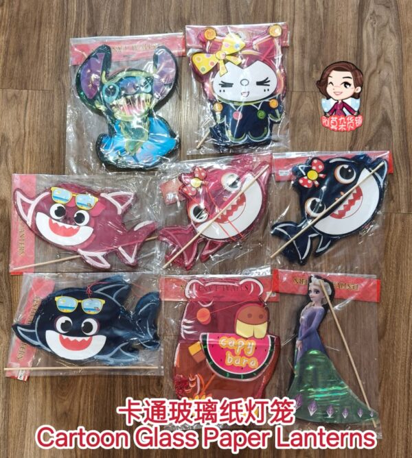 卡通玻璃纸灯笼 cartoon glass paper lanterns